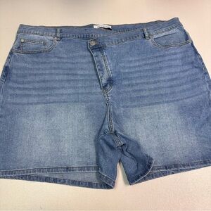 Eloquii | Light Blue Overlap Jean Shorts for Women